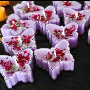 9 PCS! glass Soy Wax Butterfly Tea Light Candles in Glass Holders